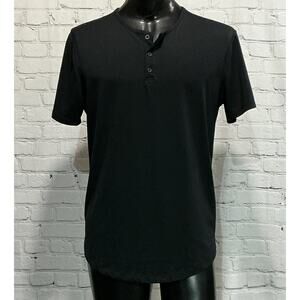 Cuts Men’s Black AO Henley Curve-Hem Tee (Size L)